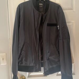 Zara Men's Black Bomber Jacket